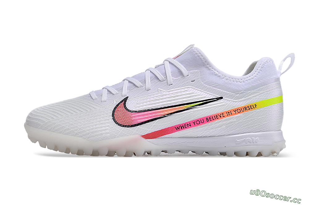 Men's Nike Air Zoom Mercurial Vapor 15 Pro TF Artificial Turf Low-Tops Football Shoes - White/Pink/Black/Yellow 0