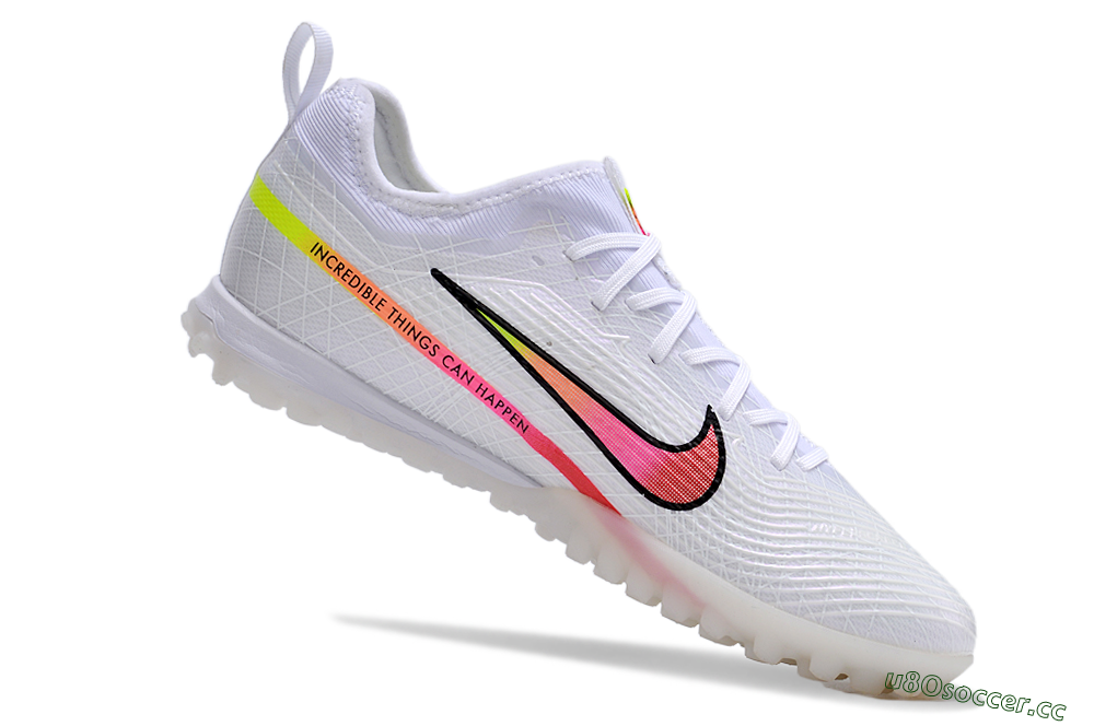Men's Nike Air Zoom Mercurial Vapor 15 Pro TF Artificial Turf Low-Tops Football Shoes - White/Pink/Black/Yellow 4