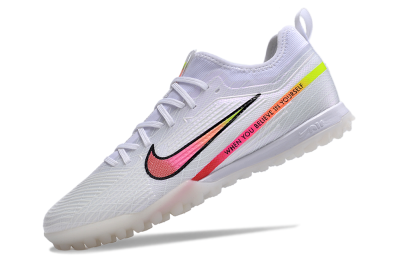 Men's Nike Air Zoom Mercurial Vapor 15 Pro TF Artificial Turf Low-Tops Football Shoes - White/Pink/Black/Yellow