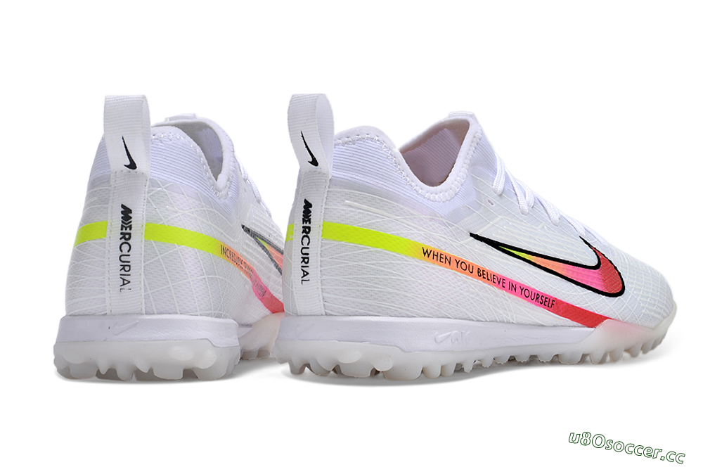 Men's Nike Air Zoom Mercurial Vapor 15 Pro TF Artificial Turf Low-Tops Football Shoes - White/Pink/Black/Yellow 6