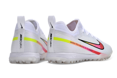 Men's Nike Air Zoom Mercurial Vapor 15 Pro TF Artificial Turf Low-Tops Football Shoes - White/Pink/Black/Yellow