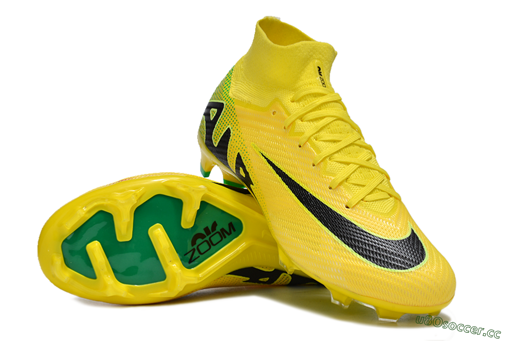 Unisex Nike Air Zoom Mercurial Superfly 9 Elite FG Firm Ground High-Tops Football Boots - Yellow/Black/Green 1