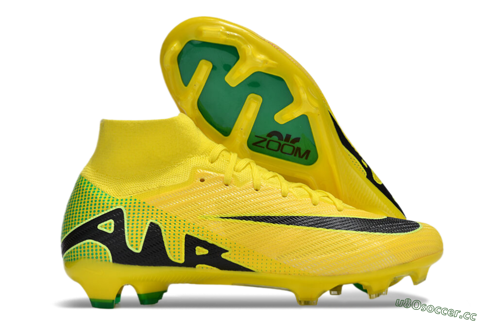 Unisex Nike Air Zoom Mercurial Superfly 9 Elite FG Firm Ground High-Tops Football Boots - Yellow/Black/Green 2