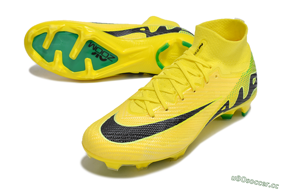 Unisex Nike Air Zoom Mercurial Superfly 9 Elite FG Firm Ground High-Tops Football Boots - Yellow/Black/Green 3
