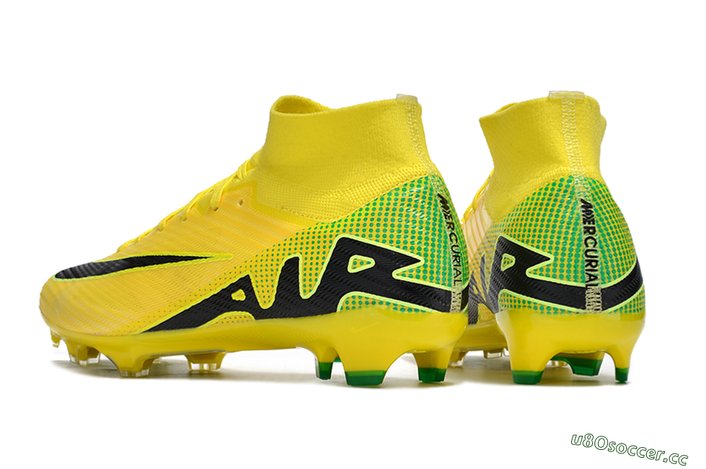 Unisex Nike Air Zoom Mercurial Superfly 9 Elite FG Firm Ground High-Tops Football Boots - Yellow/Black/Green 4