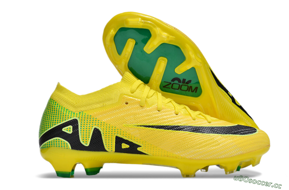 Unisex Nike Air Zoom Mercurial Vapor 15 Elite FG Firm Ground Low-Tops Football Boots - Yellow/Black/Green 2
