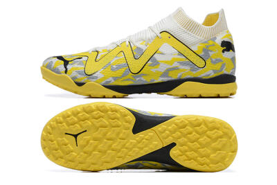 Men's Puma Future Ultimate TF Artificial Turf Low-Tops Football Shoes - White/Yellow/Black/Grey