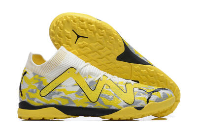 Men's Puma Future Ultimate TF Artificial Turf Low-Tops Football Shoes - White/Yellow/Black/Grey