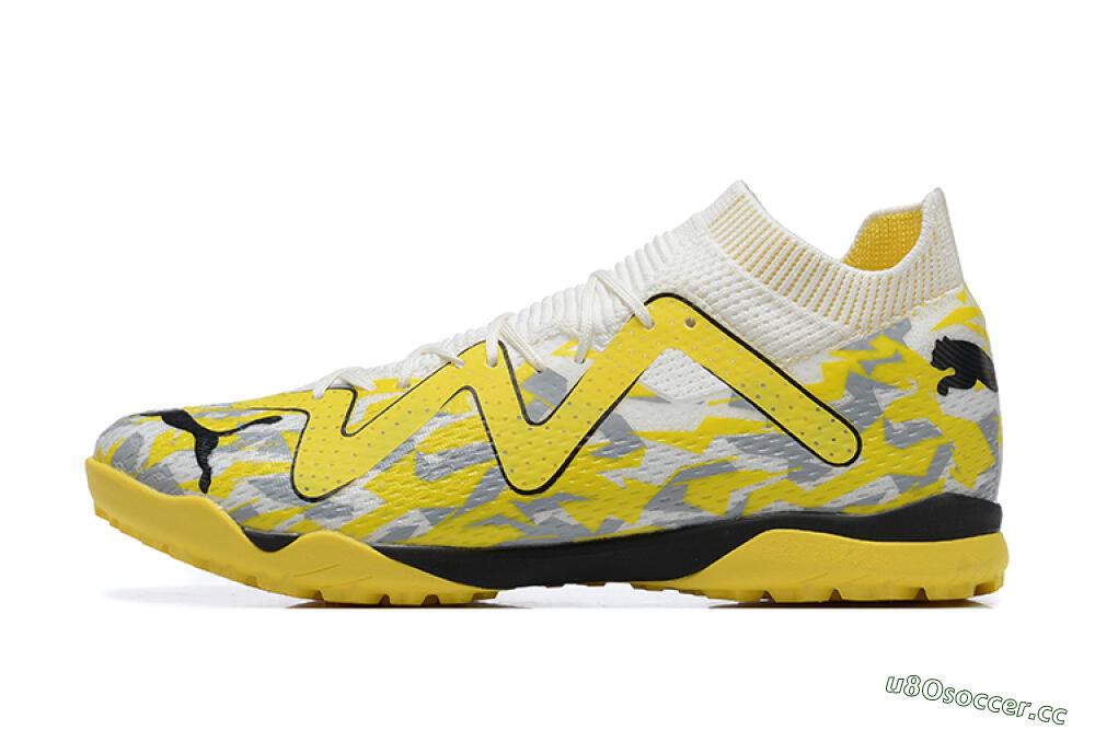 Men's Puma Future Ultimate TF Artificial Turf Low-Tops Football Shoes - White/Yellow/Black/Grey 0