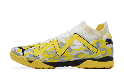 Men's Puma Future Ultimate TF Artificial Turf Low-Tops Football Shoes - White/Yellow/Black/Grey