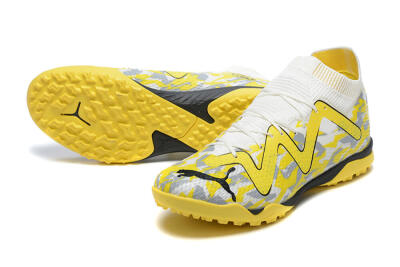Men's Puma Future Ultimate TF Artificial Turf Low-Tops Football Shoes - White/Yellow/Black/Grey