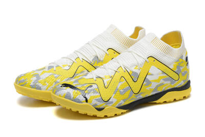 Men's Puma Future Ultimate TF Artificial Turf Low-Tops Football Shoes - White/Yellow/Black/Grey