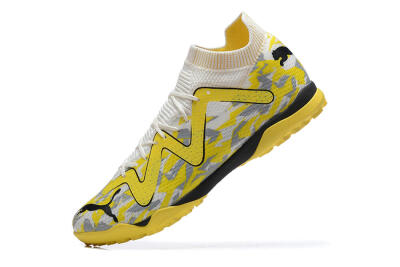 Men's Puma Future Ultimate TF Artificial Turf Low-Tops Football Shoes - White/Yellow/Black/Grey