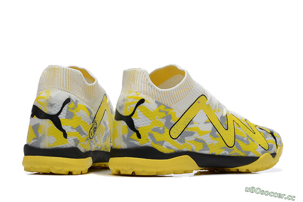 Men's Puma Future Ultimate TF Artificial Turf Low-Tops Football Shoes - White/Yellow/Black/Grey 9