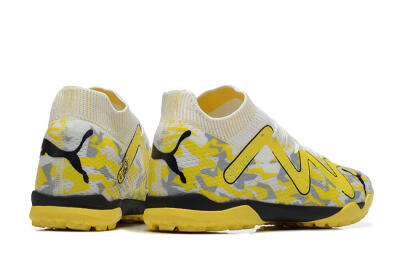 Men's Puma Future Ultimate TF Artificial Turf Low-Tops Football Shoes - White/Yellow/Black/Grey