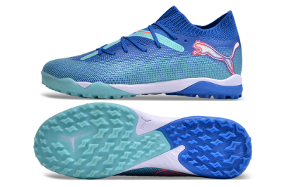 Men's Puma Future Ultimate TF Artificial Turf Low-Tops Football Shoes - Blue/Jade/Red
