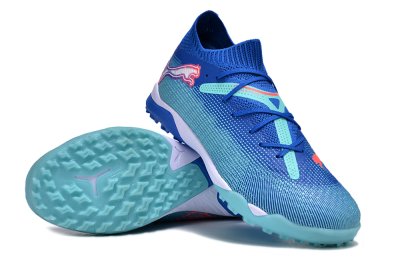 Men's Puma Future Ultimate TF Artificial Turf Low-Tops Football Shoes - Blue/Jade/Red