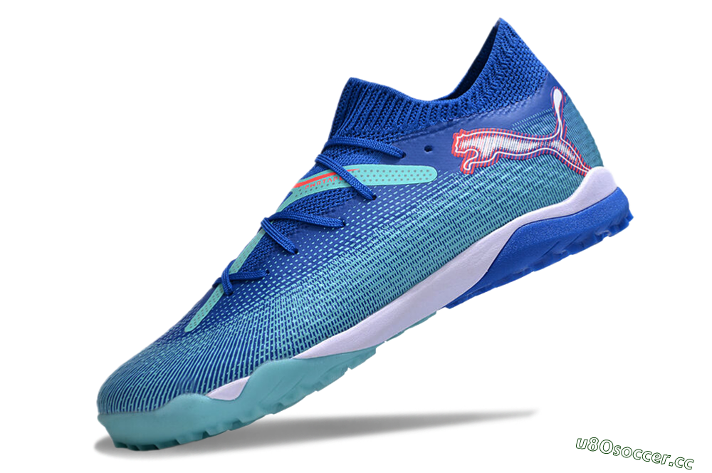Men's Puma Future Ultimate TF Artificial Turf Low-Tops Football Shoes - Blue/Jade/Red 5