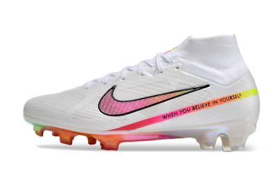 Unisex Nike Air Zoom Mercurial Superfly 9 Elite FG Firm Ground High-Tops Football Boots - White/Pink/Black/Yellow/Gold