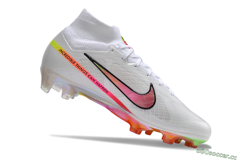 Unisex Nike Air Zoom Mercurial Superfly 9 Elite FG Firm Ground High-Tops Football Boots - White/Pink/Black/Yellow/Gold 4