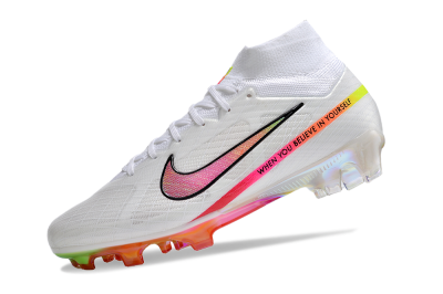 Unisex Nike Air Zoom Mercurial Superfly 9 Elite FG Firm Ground High-Tops Football Boots - White/Pink/Black/Yellow/Gold