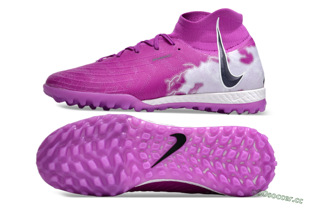 Men's Nike Phantom Luna Elite NU TF Artificial Turf High-Tops Football Shoes - Purple/White/Black 1