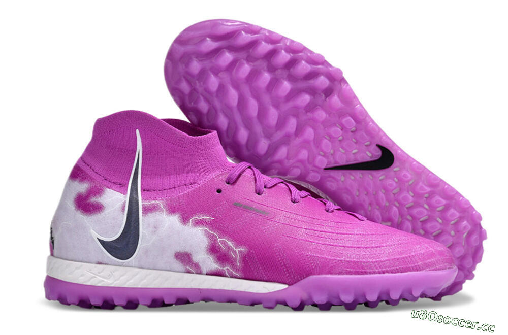 Men's Nike Phantom Luna Elite NU TF Artificial Turf High-Tops Football Shoes - Purple/White/Black 2