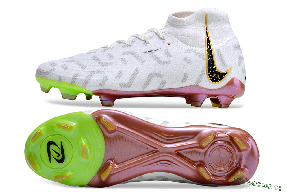 Men's Nike Phantom Luna Elite NU FG Firm Ground High-Tops Football Boots - White/Gold/Black 1