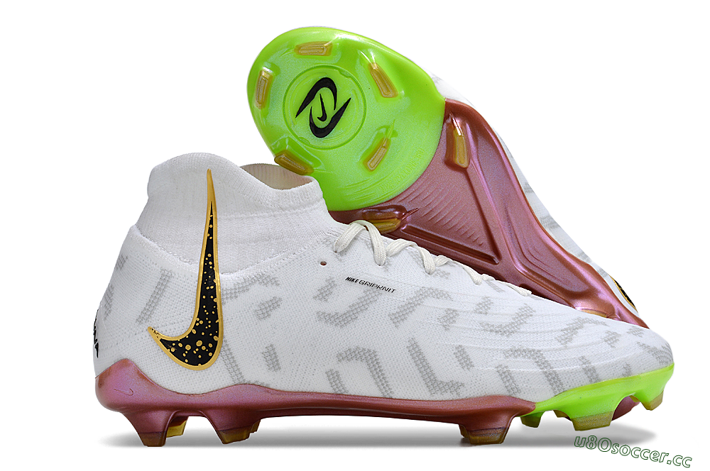 Men's Nike Phantom Luna Elite NU FG Firm Ground High-Tops Football Boots - White/Gold/Black 2