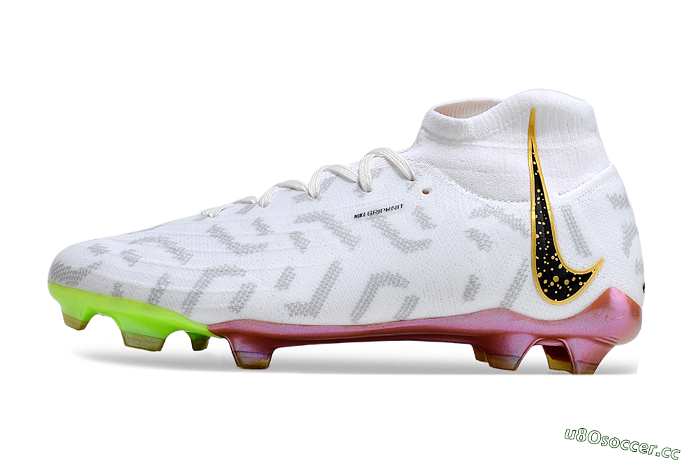 Men's Nike Phantom Luna Elite NU FG Firm Ground High-Tops Football Boots - White/Gold/Black 0