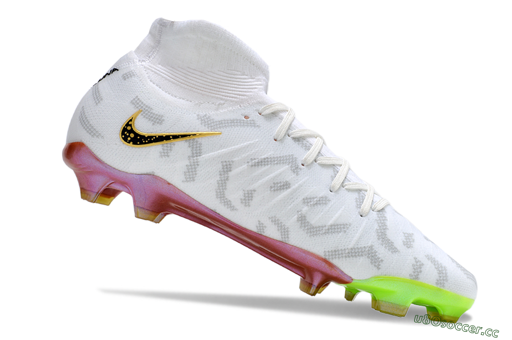 Men's Nike Phantom Luna Elite NU FG Firm Ground High-Tops Football Boots - White/Gold/Black 4