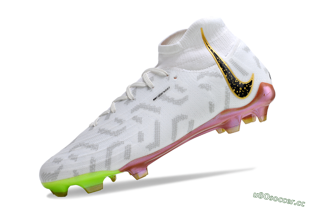 Men's Nike Phantom Luna Elite NU FG Firm Ground High-Tops Football Boots - White/Gold/Black 5