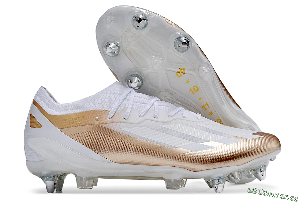 Men's Adidas X Crazyfast.1 SG Soft Ground Low-Tops Football Boots - White/Gold/Silver 2