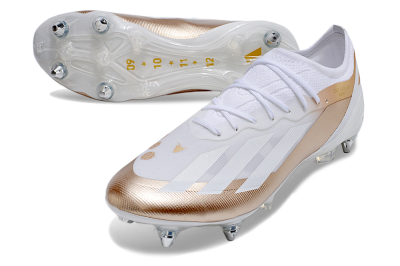 Men's Adidas X Crazyfast.1 SG Soft Ground Low-Tops Football Boots - White/Gold/Silver