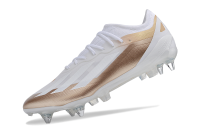 Men's Adidas X Crazyfast.1 SG Soft Ground Low-Tops Football Boots - White/Gold/Silver