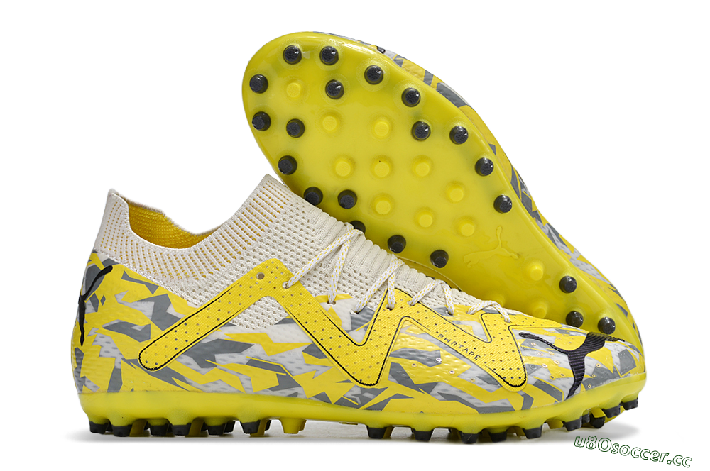 Men's Puma Future Ultimate MG Multi Ground Low-Tops Football Boots - White/Yellow/Black/Grey 2
