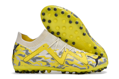 Men's Puma Future Ultimate MG Multi Ground Low-Tops Football Boots - White/Yellow/Black/Grey