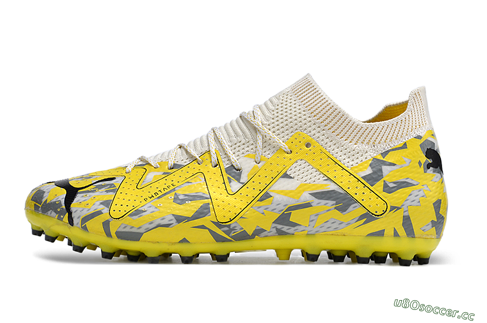 Men's Puma Future Ultimate MG Multi Ground Low-Tops Football Boots - White/Yellow/Black/Grey 0