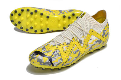Men's Puma Future Ultimate MG Multi Ground Low-Tops Football Boots - White/Yellow/Black/Grey