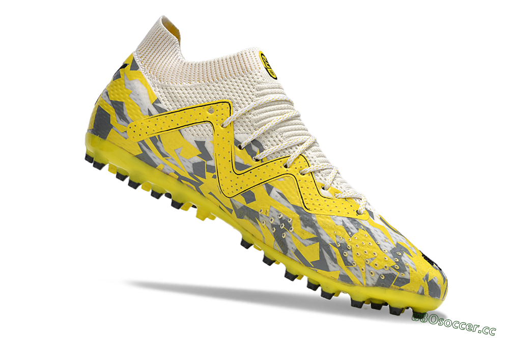 Men's Puma Future Ultimate MG Multi Ground Low-Tops Football Boots - White/Yellow/Black/Grey 4