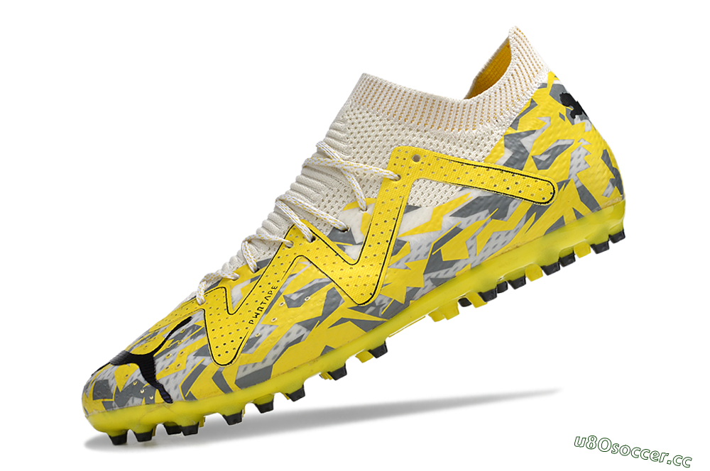 Men's Puma Future Ultimate MG Multi Ground Low-Tops Football Boots - White/Yellow/Black/Grey 5