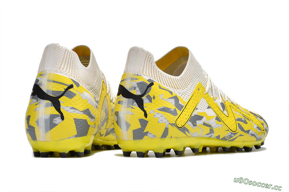Men's Puma Future Ultimate MG Multi Ground Low-Tops Football Boots - White/Yellow/Black/Grey 6