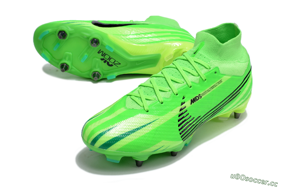 Men's Nike Air Zoom Mercurial Superfly 9 Elite SG Soft Ground High-Tops Football Boots - Green/Black/Yellow 3
