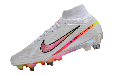 Men's Nike Air Zoom Mercurial Superfly 9 Elite SG Soft Ground High-Tops Football Boots - White/Pink/Black/Yellow/Gold