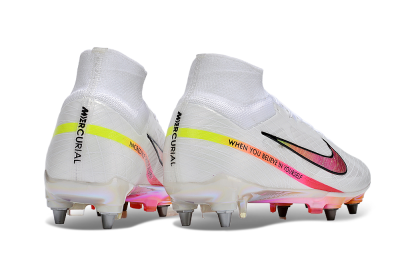 Men's Nike Air Zoom Mercurial Superfly 9 Elite SG Soft Ground High-Tops Football Boots - White/Pink/Black/Yellow/Gold