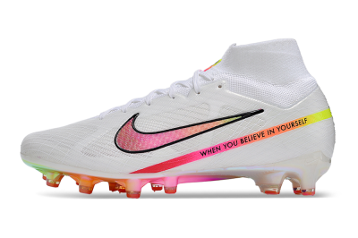 Men's Nike Air Zoom Mercurial Superfly 9 Elite AG Artificial Grass High-Tops Football Boots - White/Pink/Black/Yellow/Gold