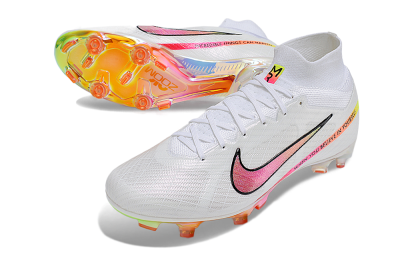 Men's Nike Air Zoom Mercurial Superfly 9 Elite AG Artificial Grass High-Tops Football Boots - White/Pink/Black/Yellow/Gold