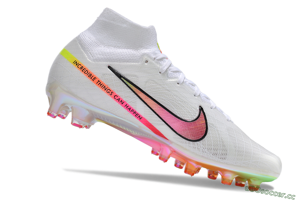 Men's Nike Air Zoom Mercurial Superfly 9 Elite AG Artificial Grass High-Tops Football Boots - White/Pink/Black/Yellow/Gold 4