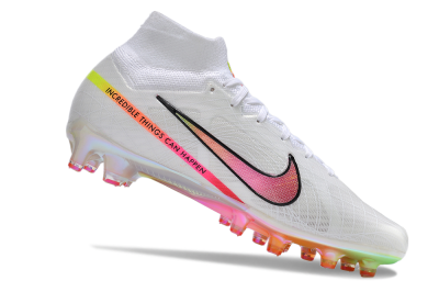 Men's Nike Air Zoom Mercurial Superfly 9 Elite AG Artificial Grass High-Tops Football Boots - White/Pink/Black/Yellow/Gold