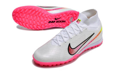 Men's Nike Air Zoom Mercurial Superfly 9 Elite TF Artificial Turf High-Tops Football Shoes - White/Pink/Black/Yellow